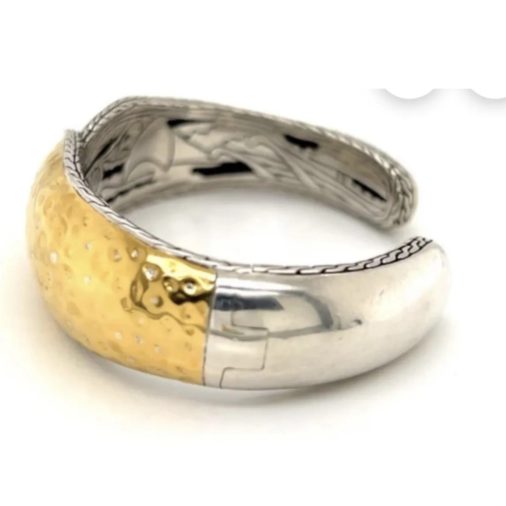 John Hardy Palu Kapal 22k Gold & Sterling Silver Hammered Cuff Bracelet Size M - Picture 6 of 8